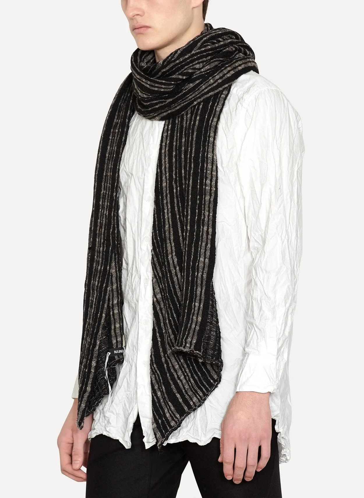 Overknit Striped Long Scarf