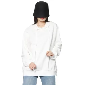 Patchwork Drawstring Sweatshirts For Women Hooded Long Sleeve Casual Loose Autumn Fashion Style Clothing