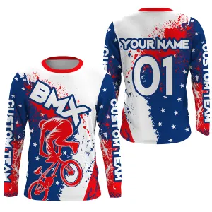 Patriotic BMX Jersey Personalized USA Flag Cycling Gear American BMX Bike 3D Long Sleeve Shirt