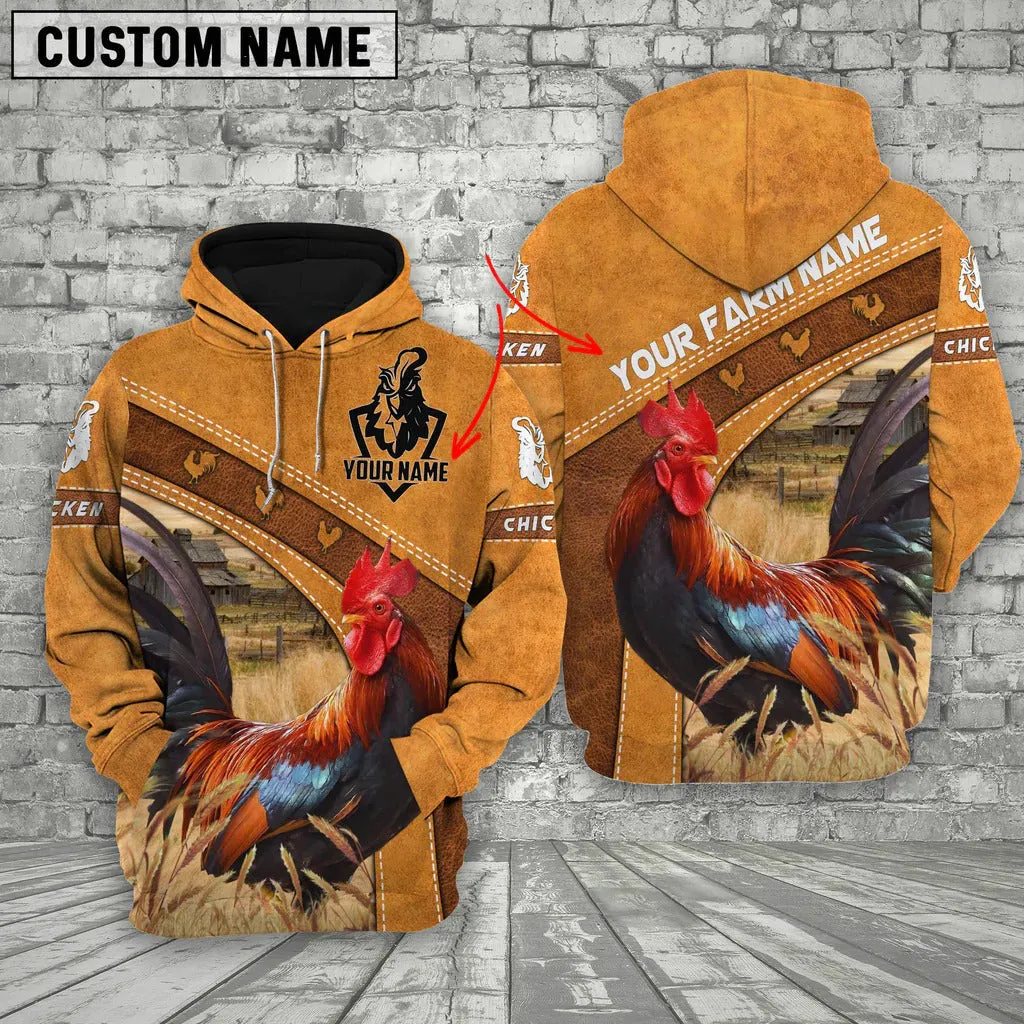 Personalized Chicken Hoodie For Men Women, 3D Print Rooster Farm Hoodie Zip Up Hoodie