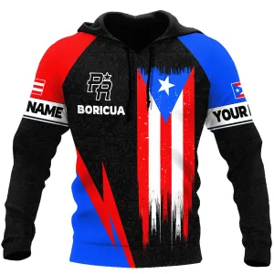 Personalized Puerto Rico Flag Distressed Boricua Unisex Hoodie, Flag Puerto Shirt