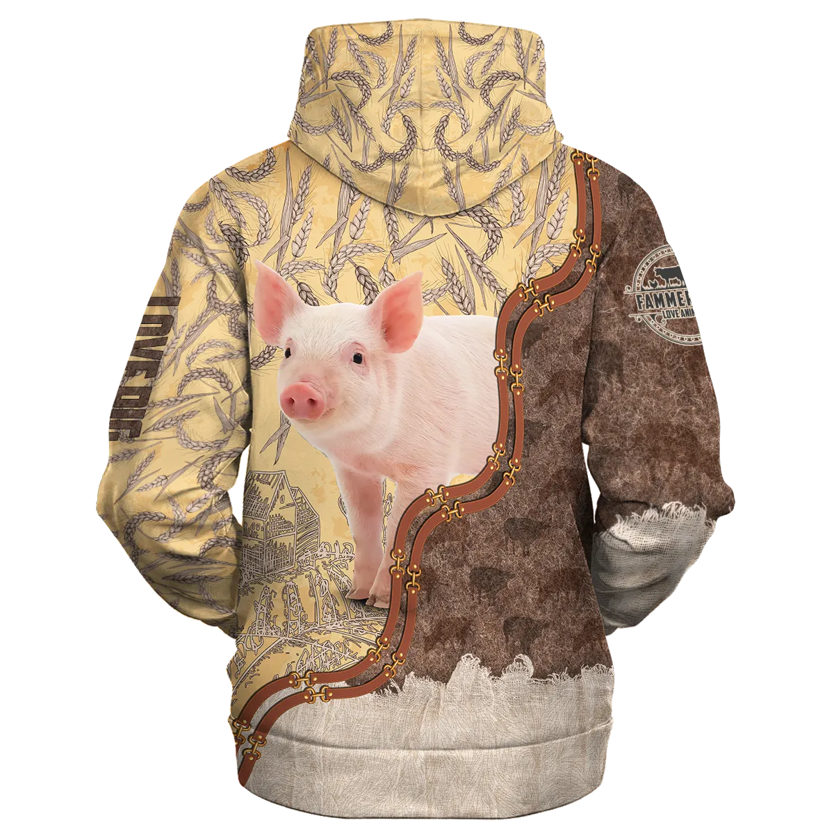 Pig Lovers In Barley Pattern Hoodie