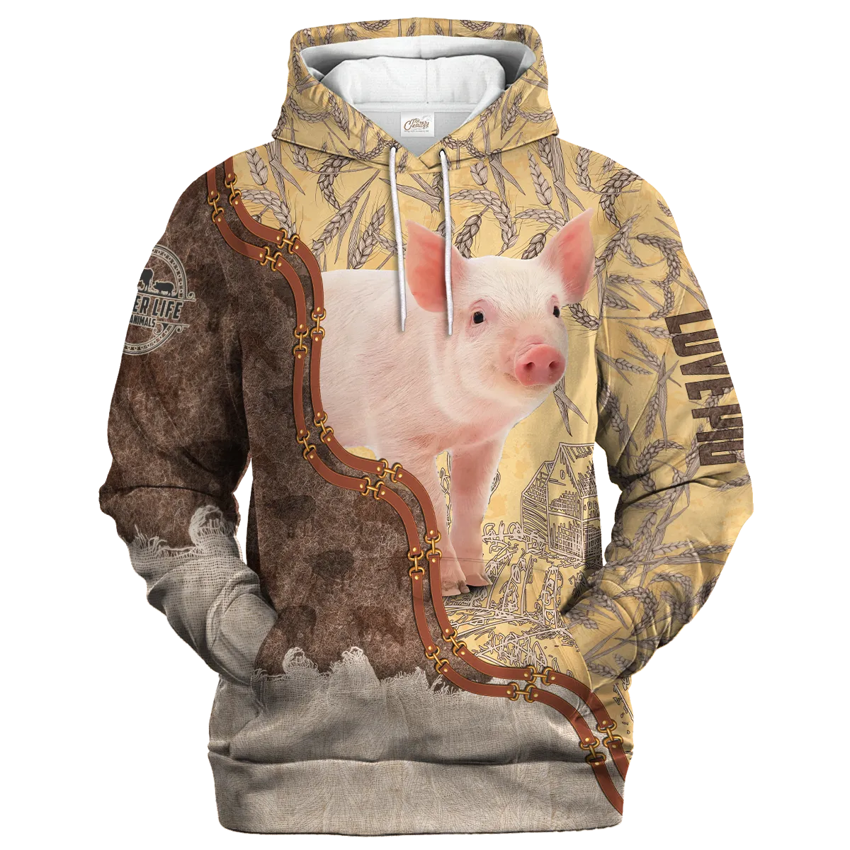 Pig Lovers In Barley Pattern Hoodie