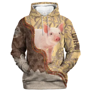 Pig Lovers In Barley Pattern Hoodie