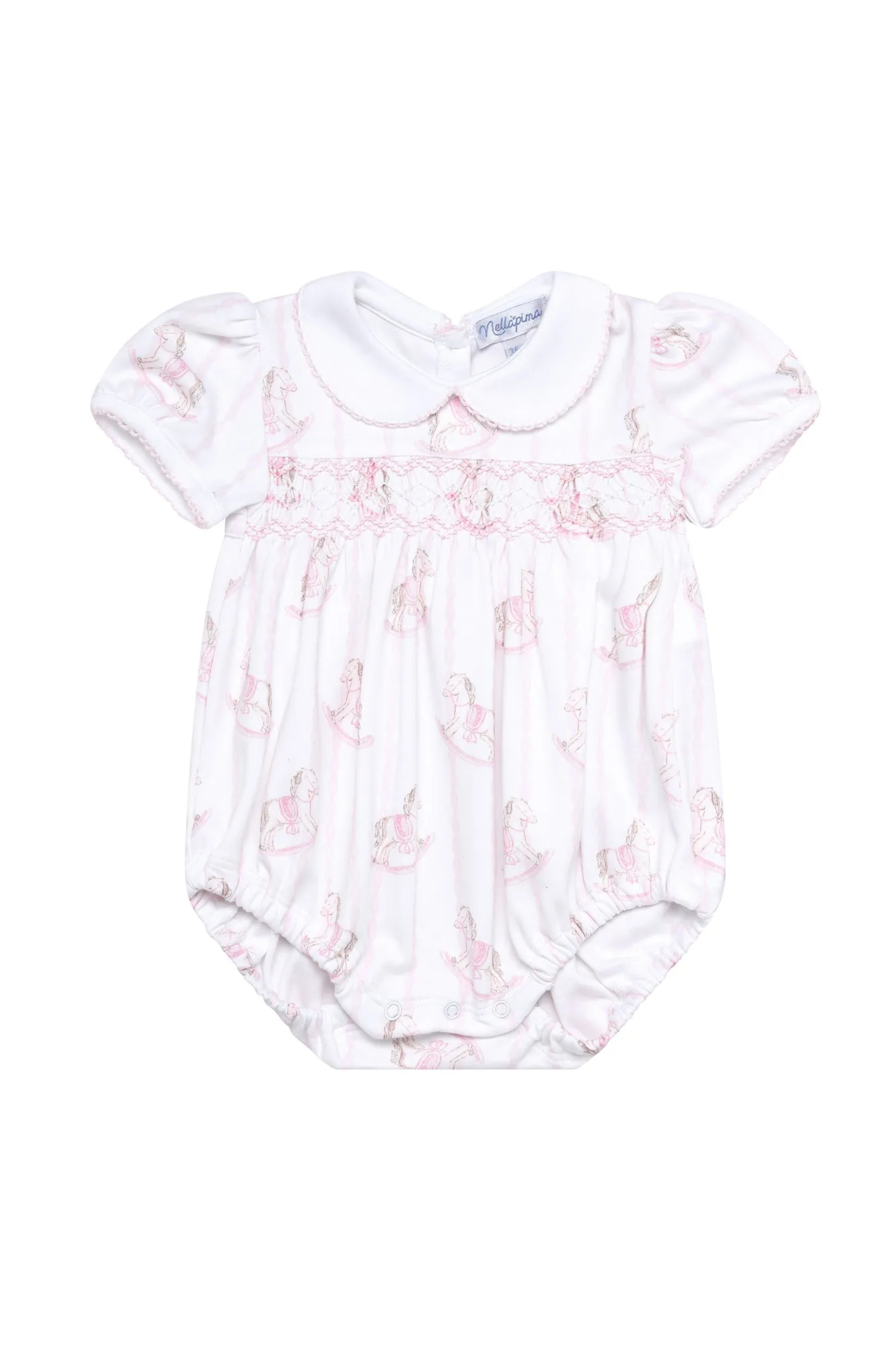 Pink Rocking Horse Smocked Bubble