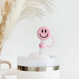 Pink Smiley Straw Cover