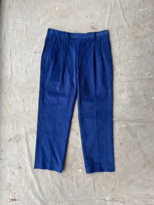 PLEATED CORDUROY PANTS—COBALT [38X31]