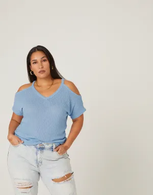 Plus Size Cold Shoulder Knit Top