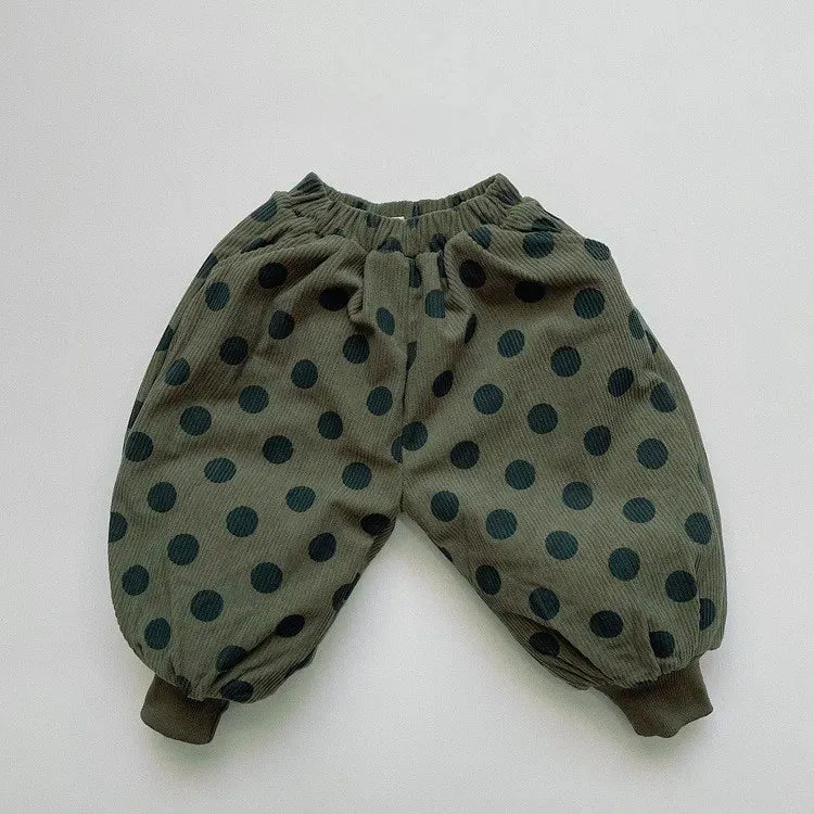 Polka Dot Thick Corduroy Pants