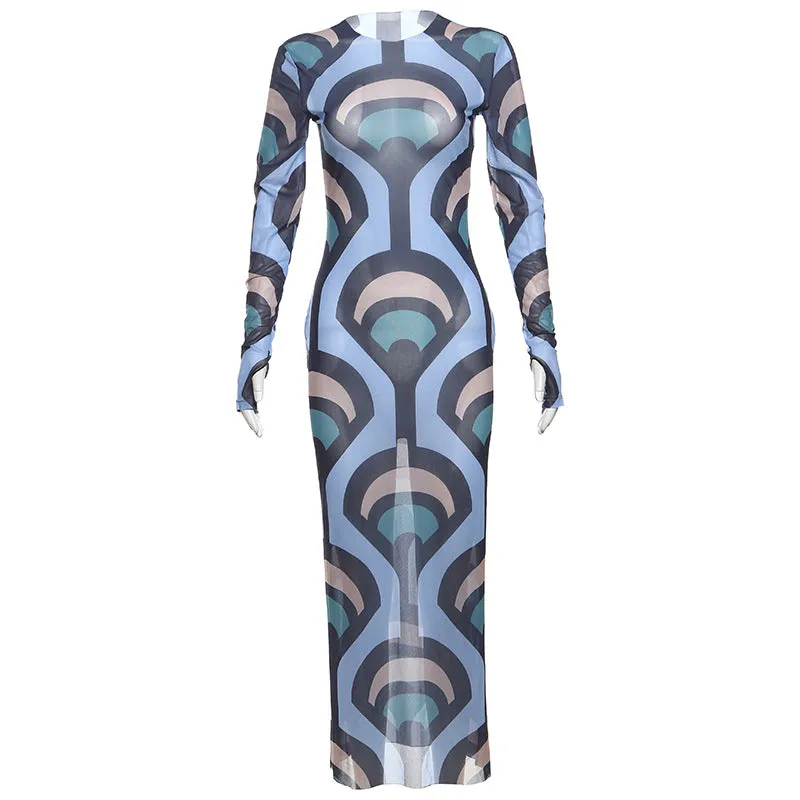 Pre Order:  Color Match Print Maxi Dress