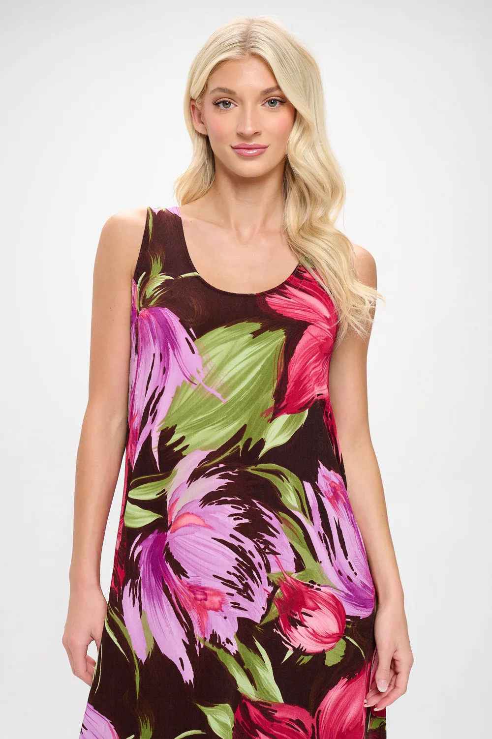 Print  Long Tank Dress Print -7000BN-TRP1-W442