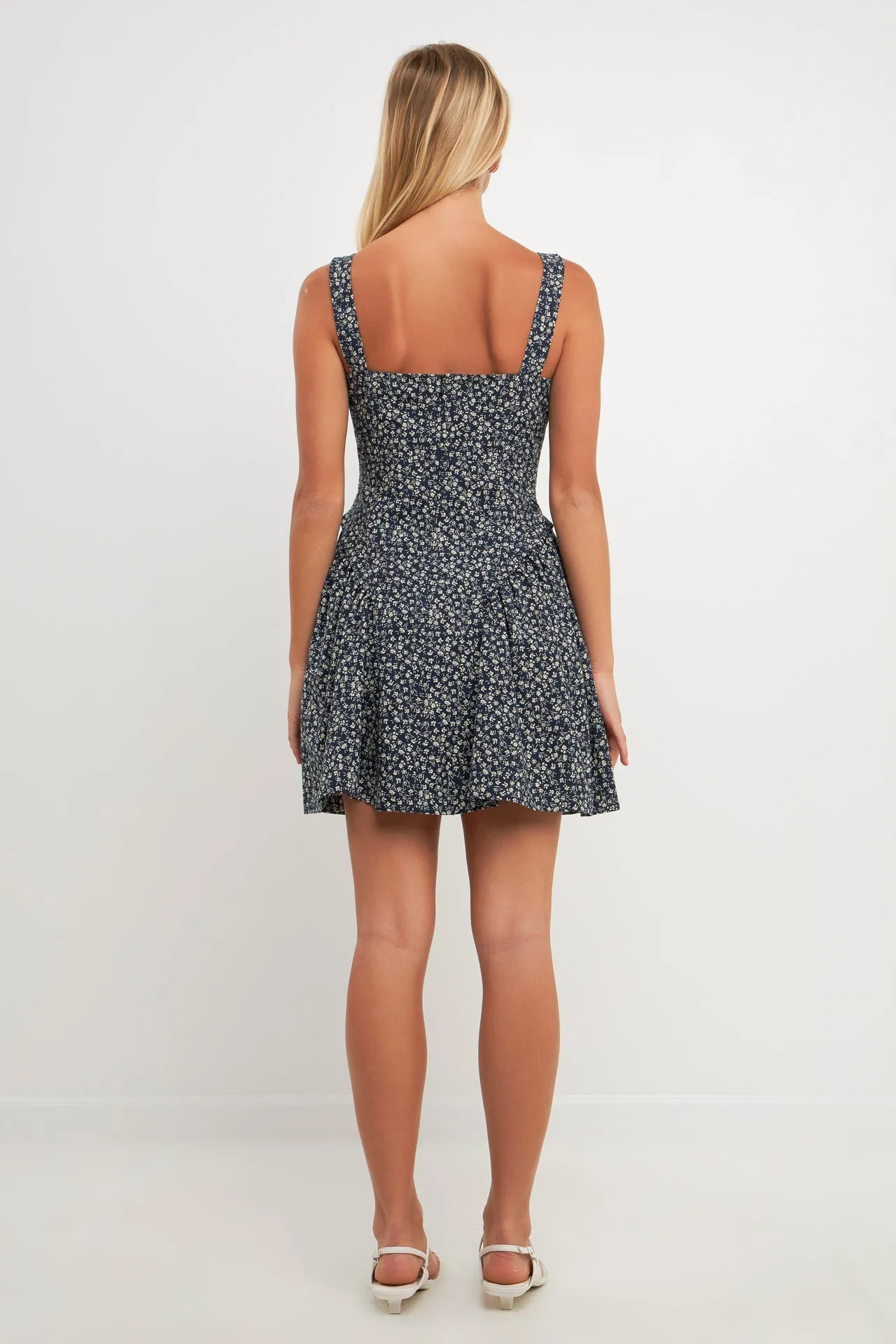 Printed Linen Bustier Dress