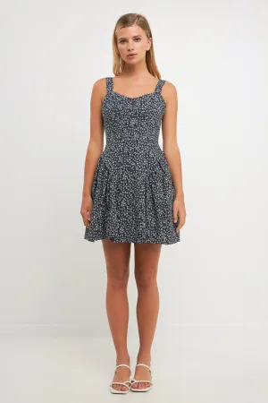 Printed Linen Bustier Dress