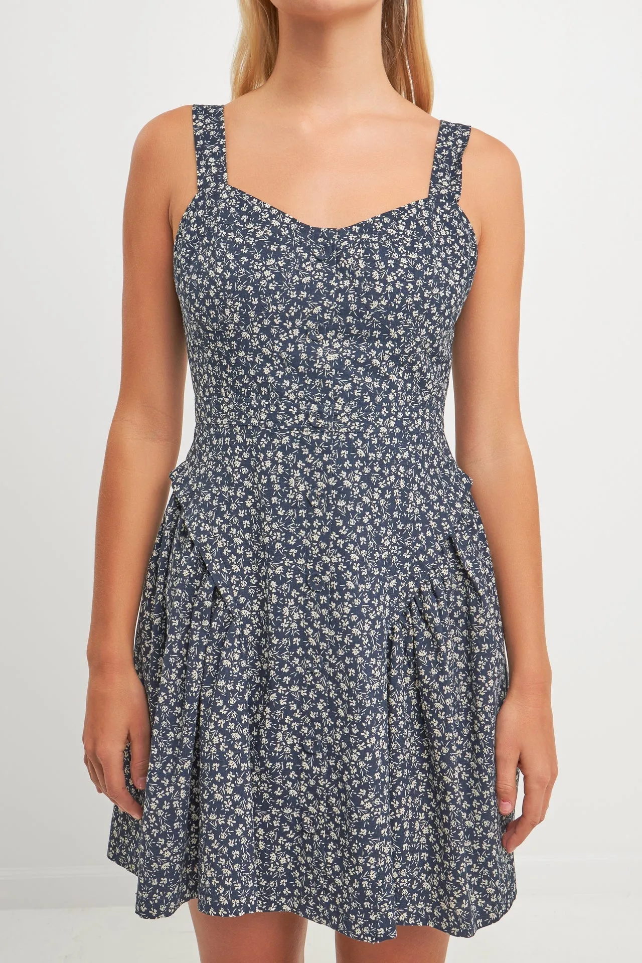 Printed Linen Bustier Dress