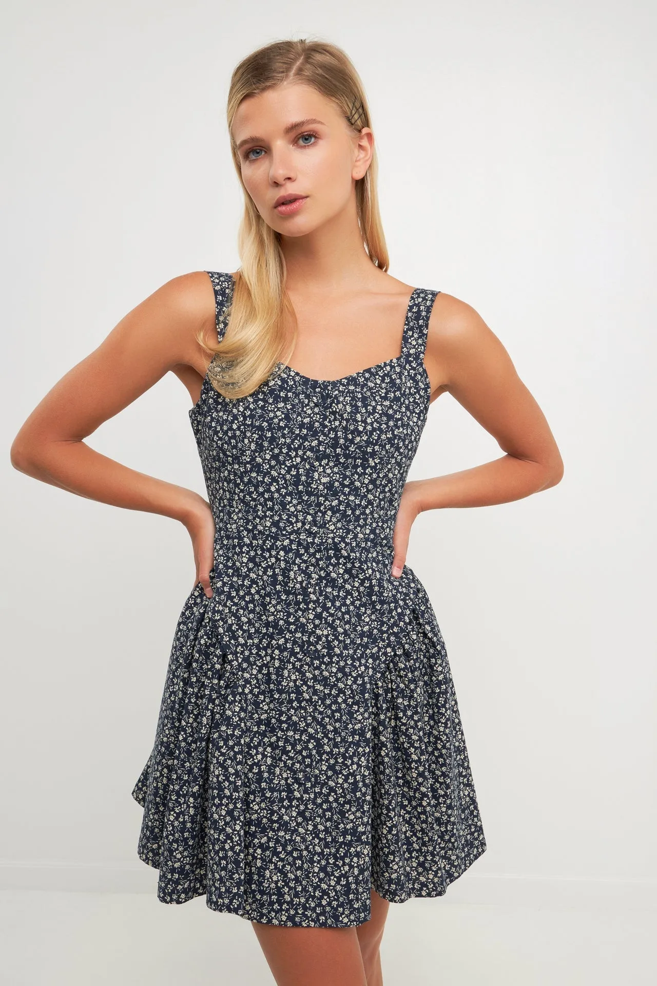 Printed Linen Bustier Dress