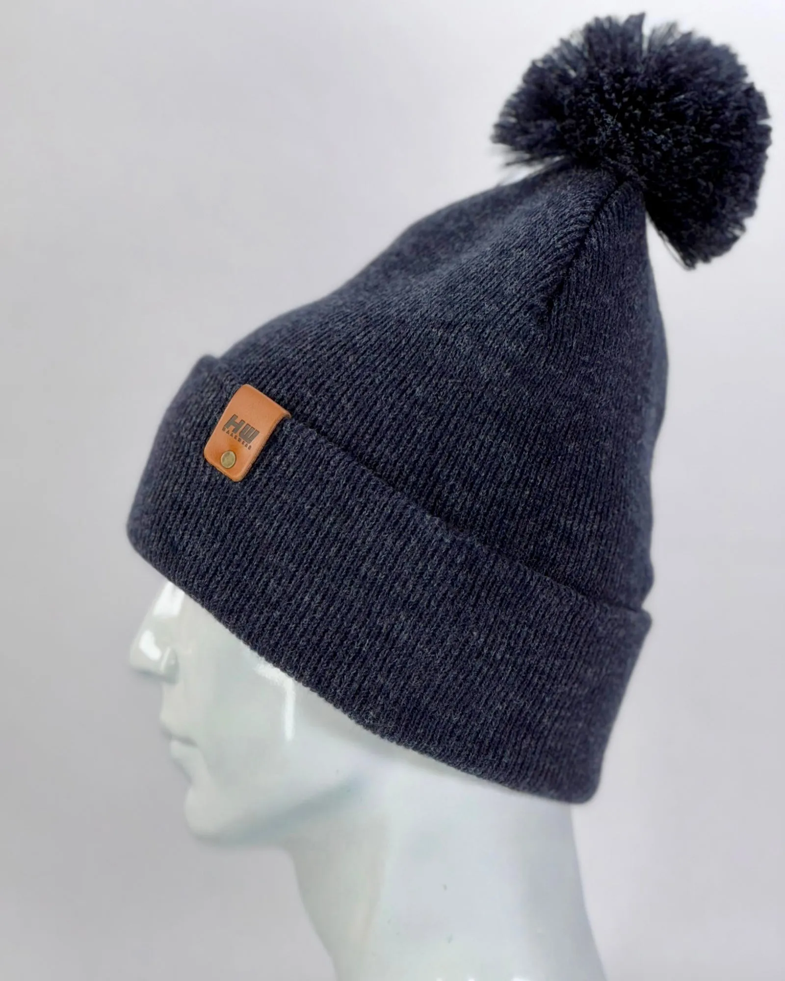 PTD102 HAAKWEAR Pom Pom Beanie - Made in USA - Denim Blue