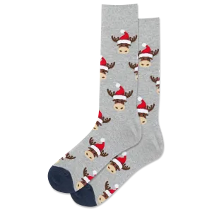 "Moose Head" Cotton Crew Socks by Hot Sox - Large