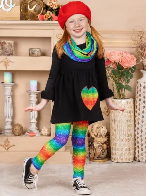 Rainbow Lovin' Tunic, Scarf And Legging Set