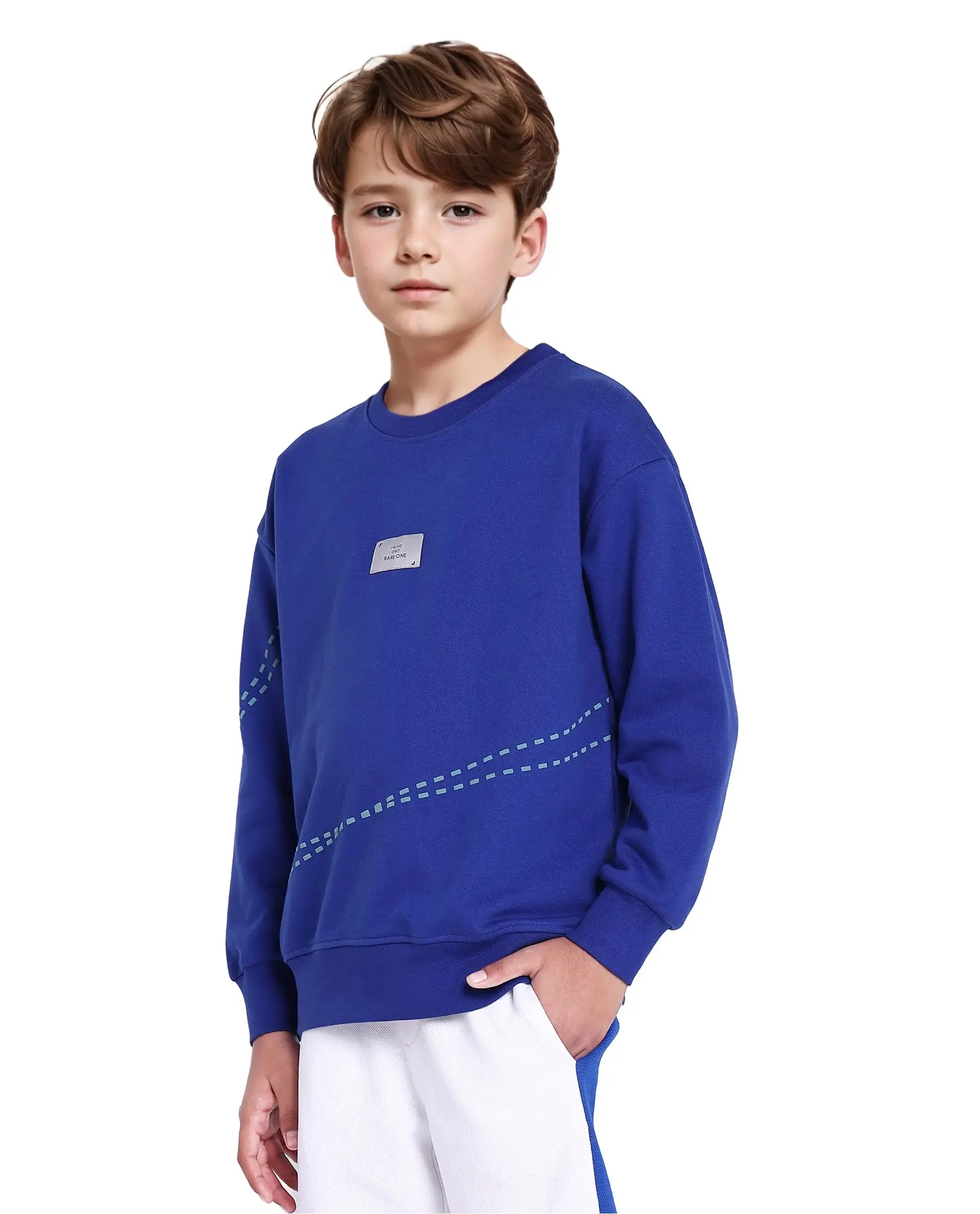 Rare Ones Kids Kole Blue Cotton Poly Full Sleeve Hd Print Sweatshirt