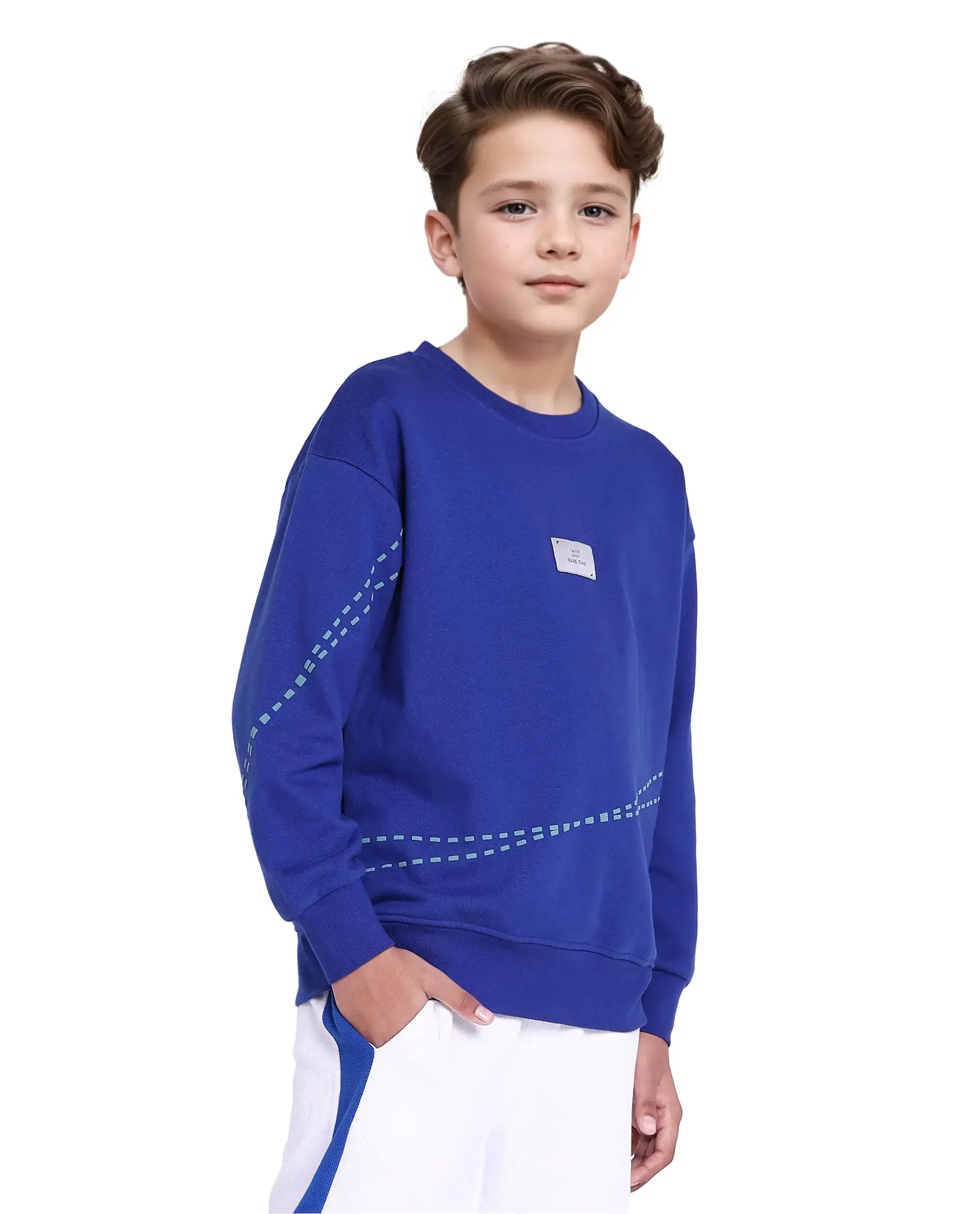 Rare Ones Kids Kole Blue Cotton Poly Full Sleeve Hd Print Sweatshirt