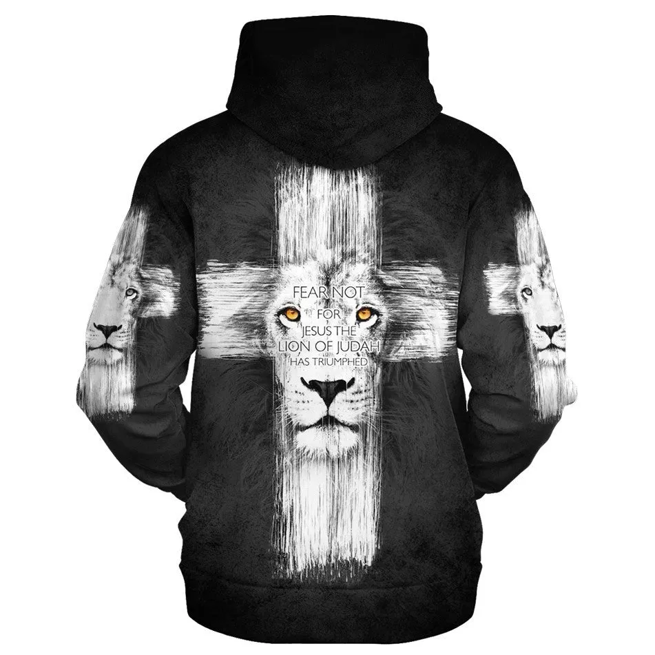 Religious Lion Hoodie Fear Not For Jesus Hoodie 3D All Over Print Gift For Jesus Lover