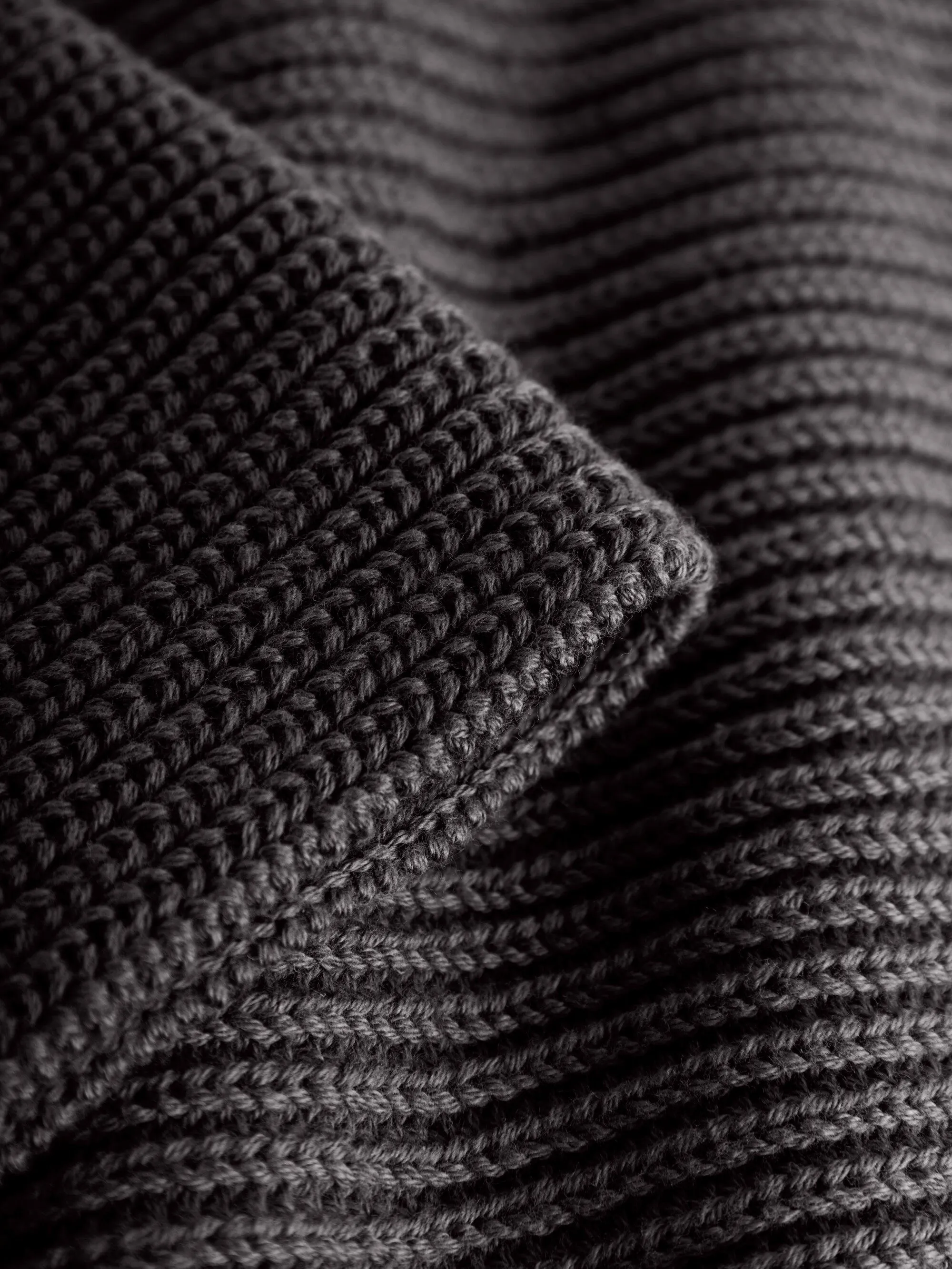 Rib knit scarf - Dark Grey Melange