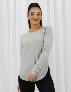 Ribbed Edge Loop Knit Top