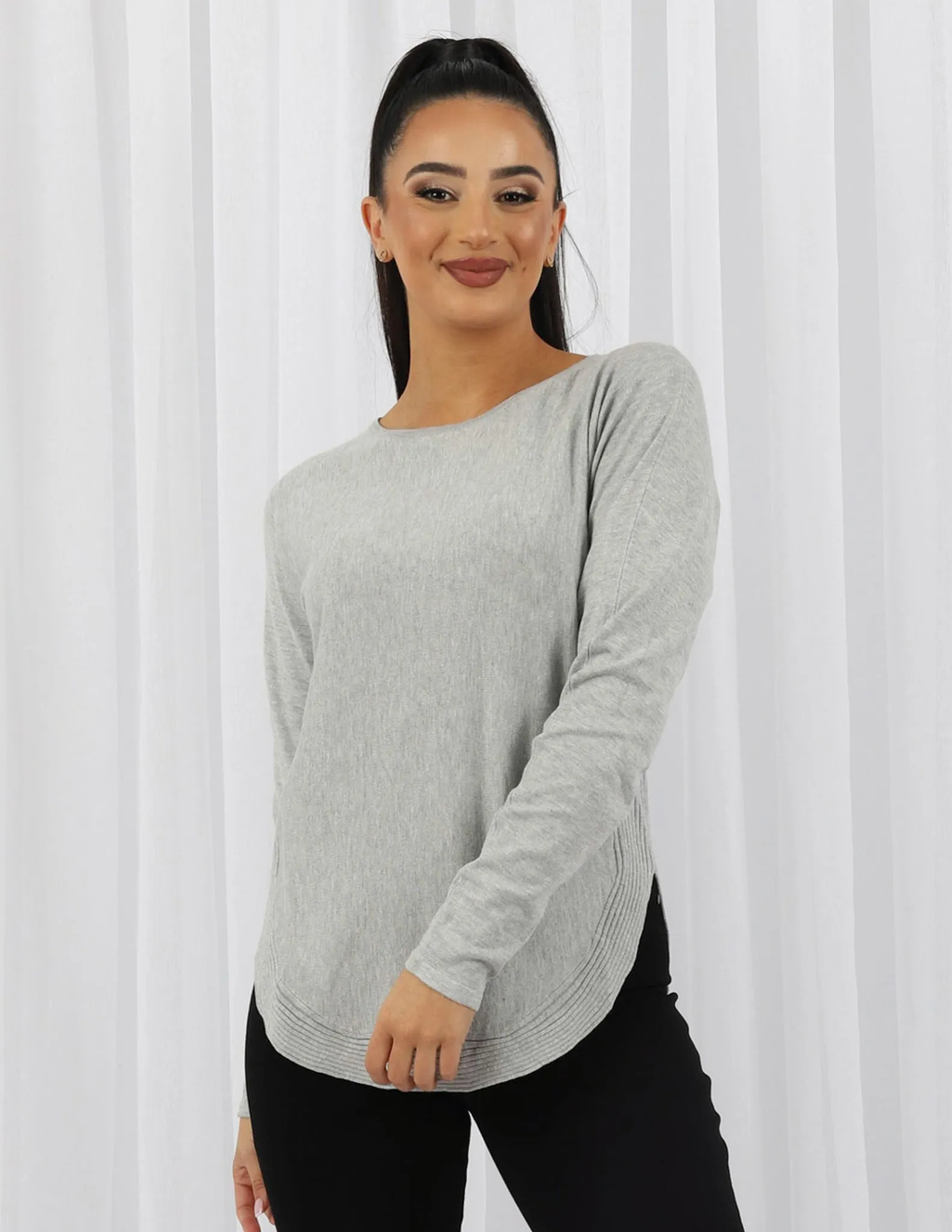 Ribbed Edge Loop Knit Top