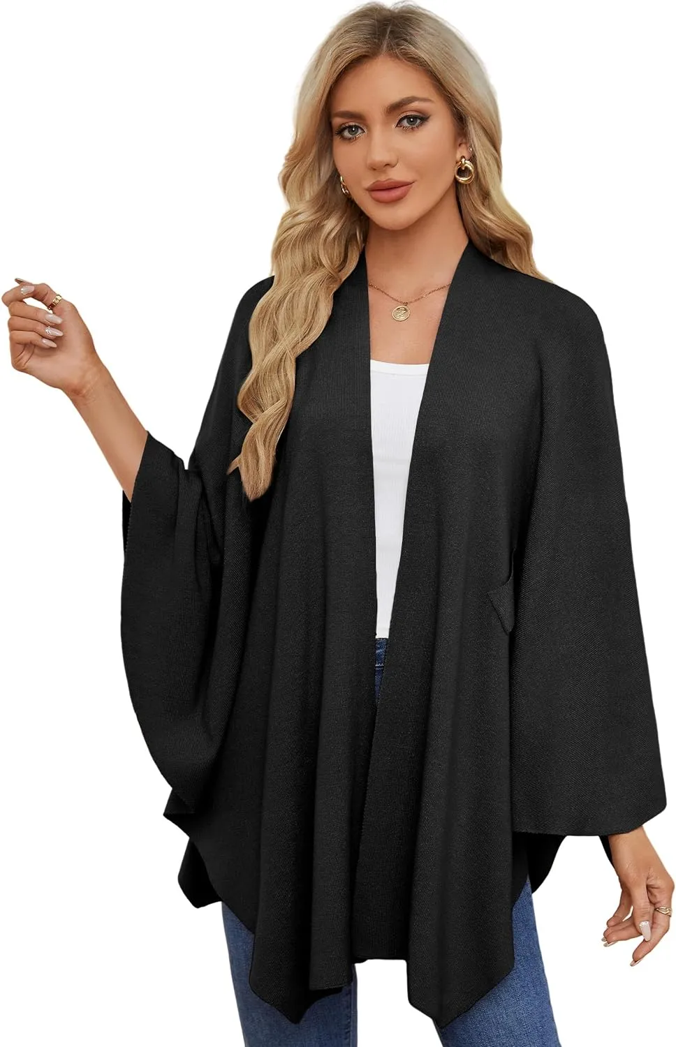 RITZY Front Closure Luxurious Winter Poncho Sweater