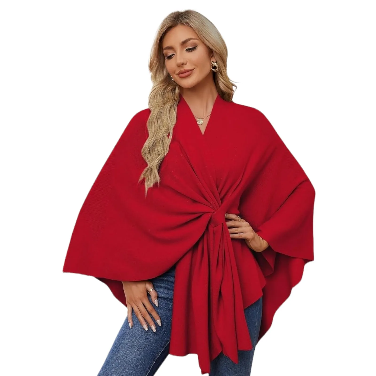 RITZY Front Closure Luxurious Winter Poncho Sweater