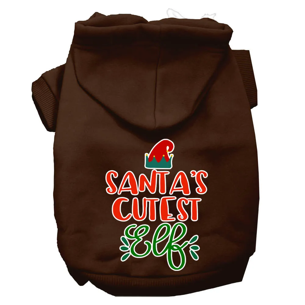 Santa's Cutest Elf Screen Print Dog Hoodie Brown Xxxl