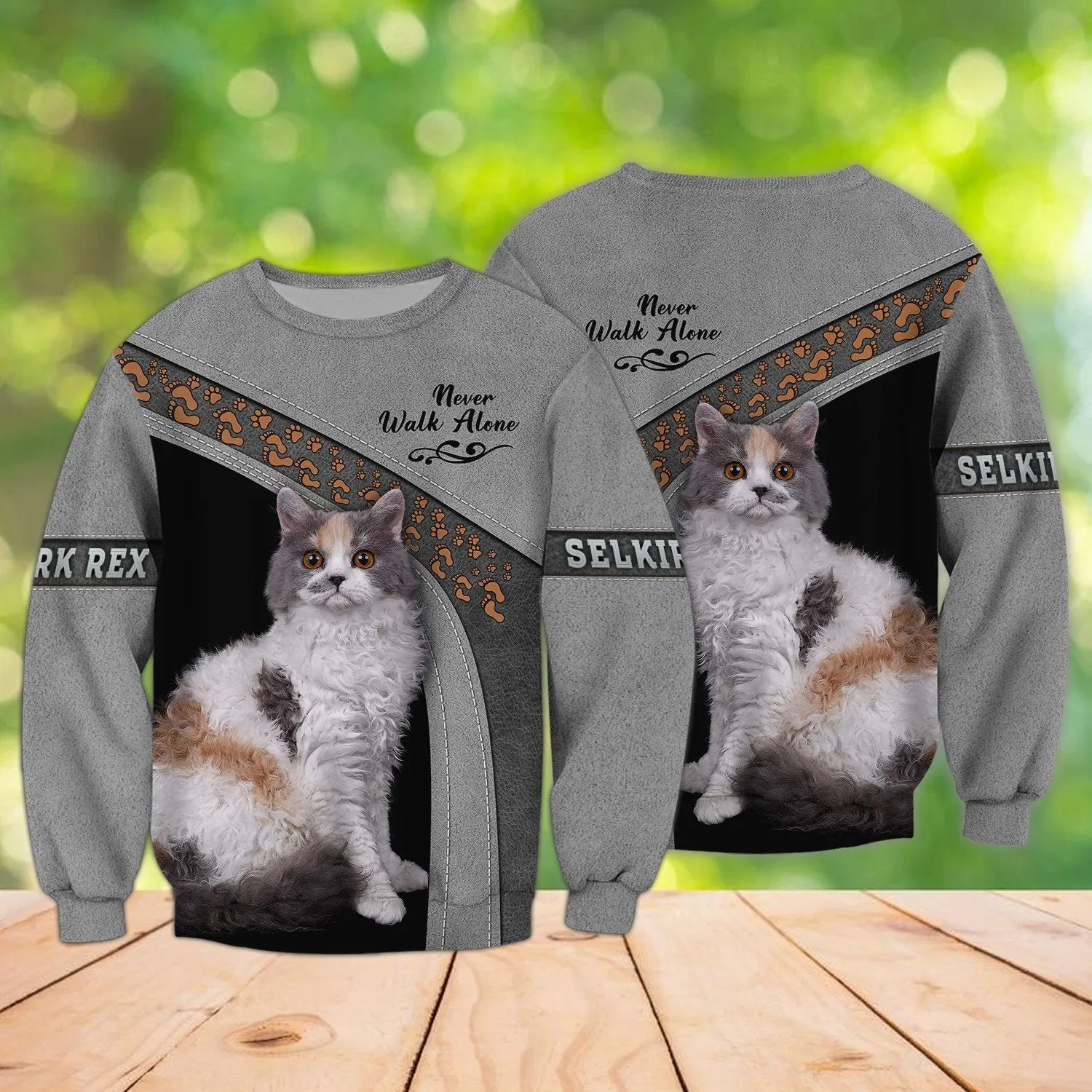 Selkirk Rex Cat Never Walk Alone 3D Full Print Sweatshirt Christmas Shirt