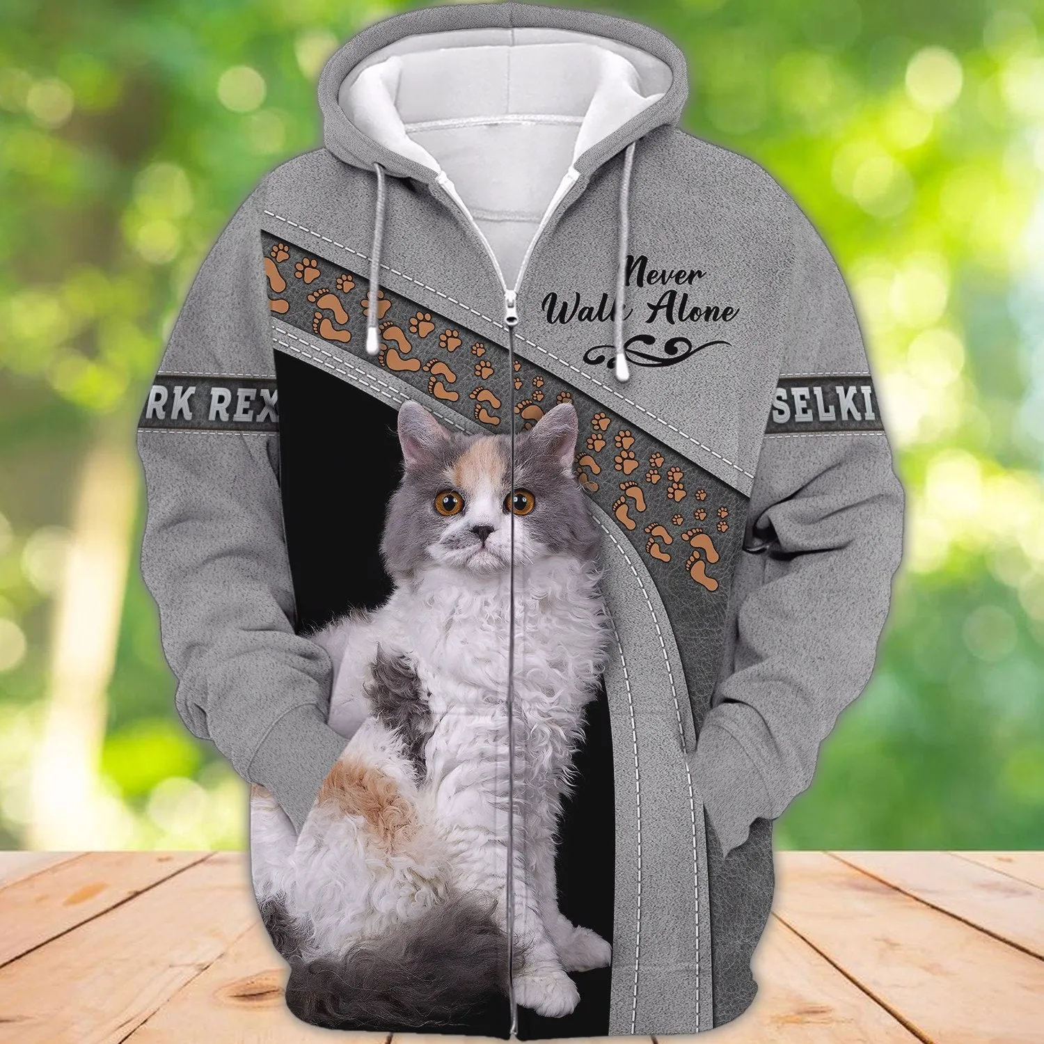 Selkirk Rex Cat Never Walk Alone 3D Full Print Sweatshirt Christmas Shirt