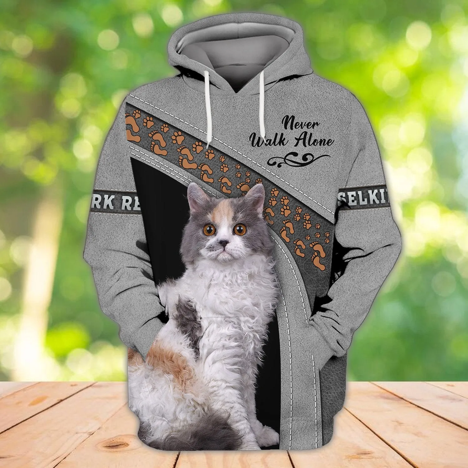 Selkirk Rex Cat Never Walk Alone 3D Full Print Sweatshirt Christmas Shirt