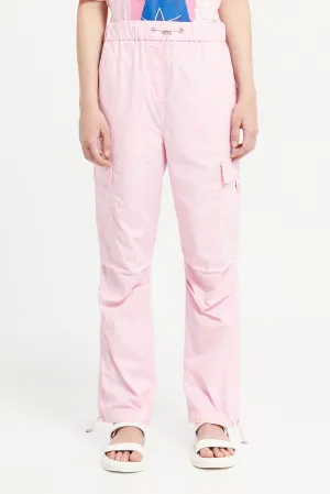 Senior Girls Pink Poplin Parachute Pants