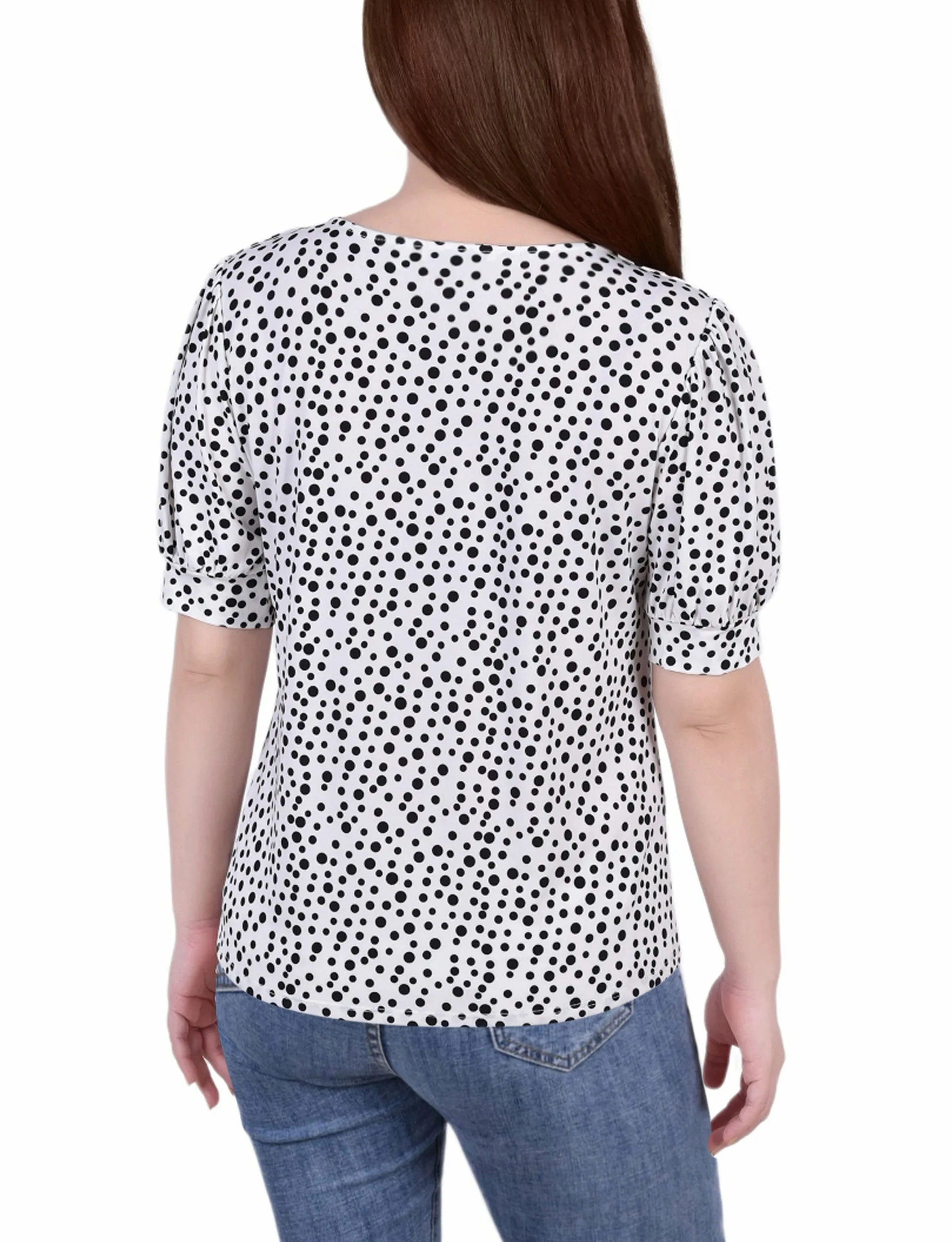 Short Sleeve Balloon Sleeve Top