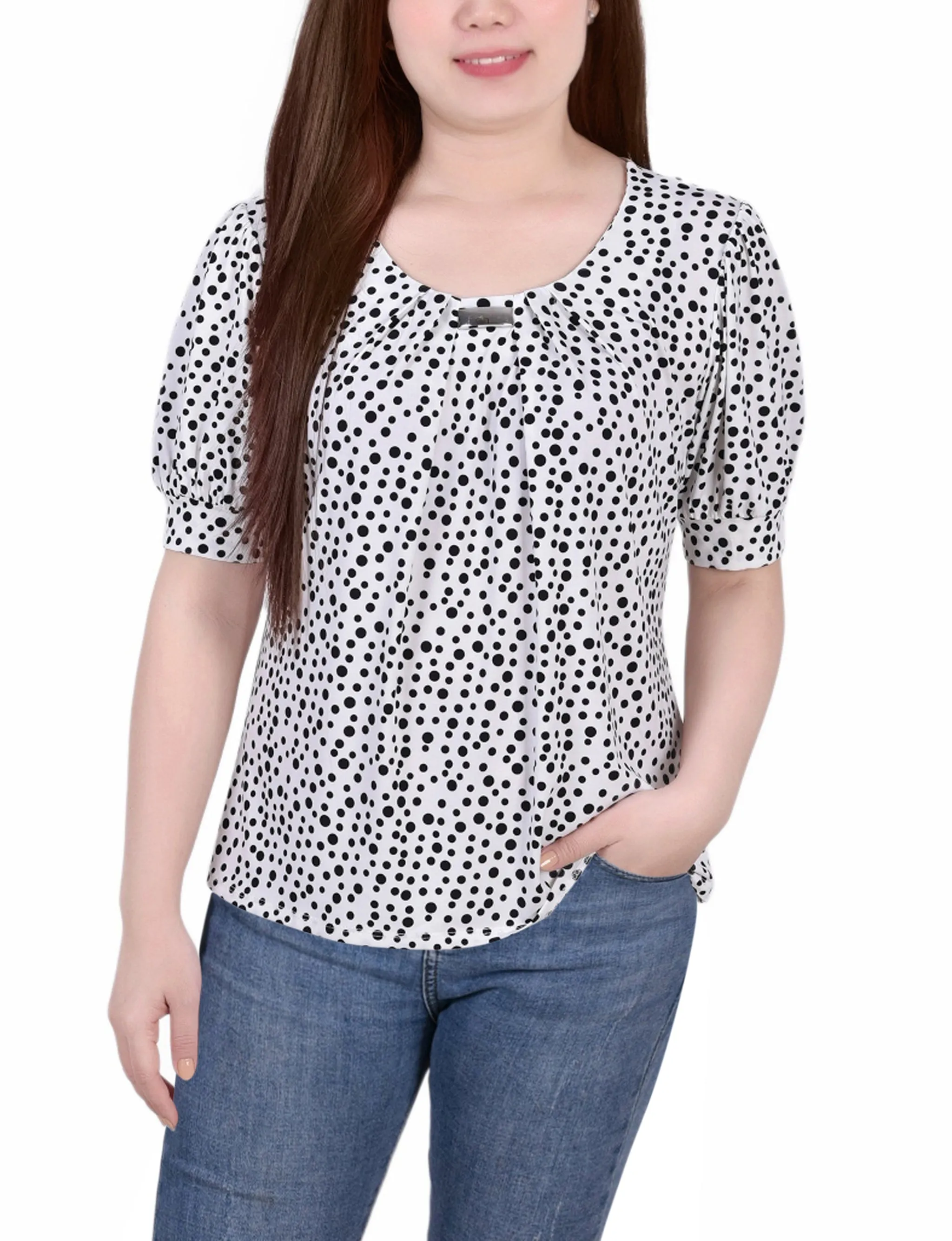 Short Sleeve Balloon Sleeve Top