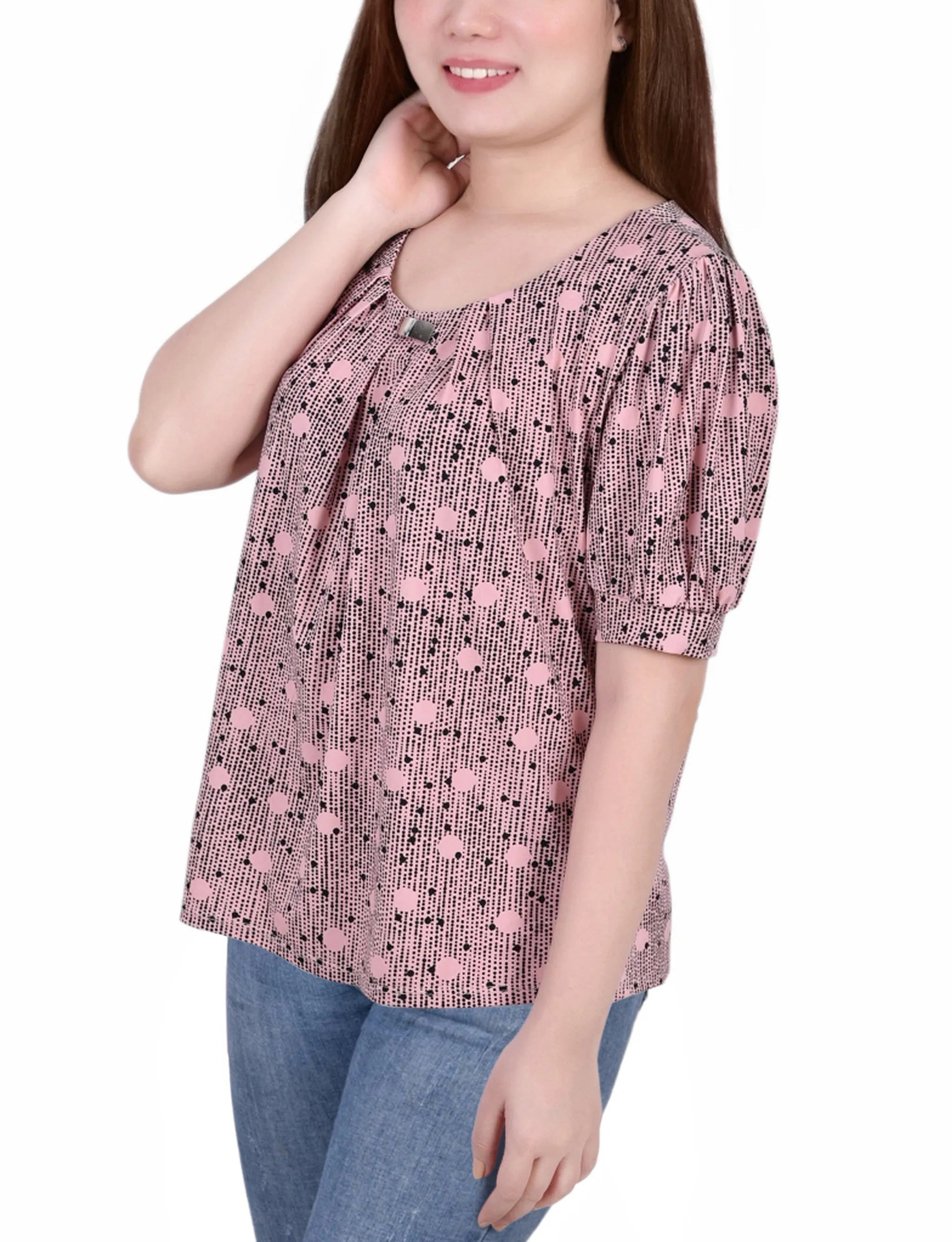 Short Sleeve Balloon Sleeve Top