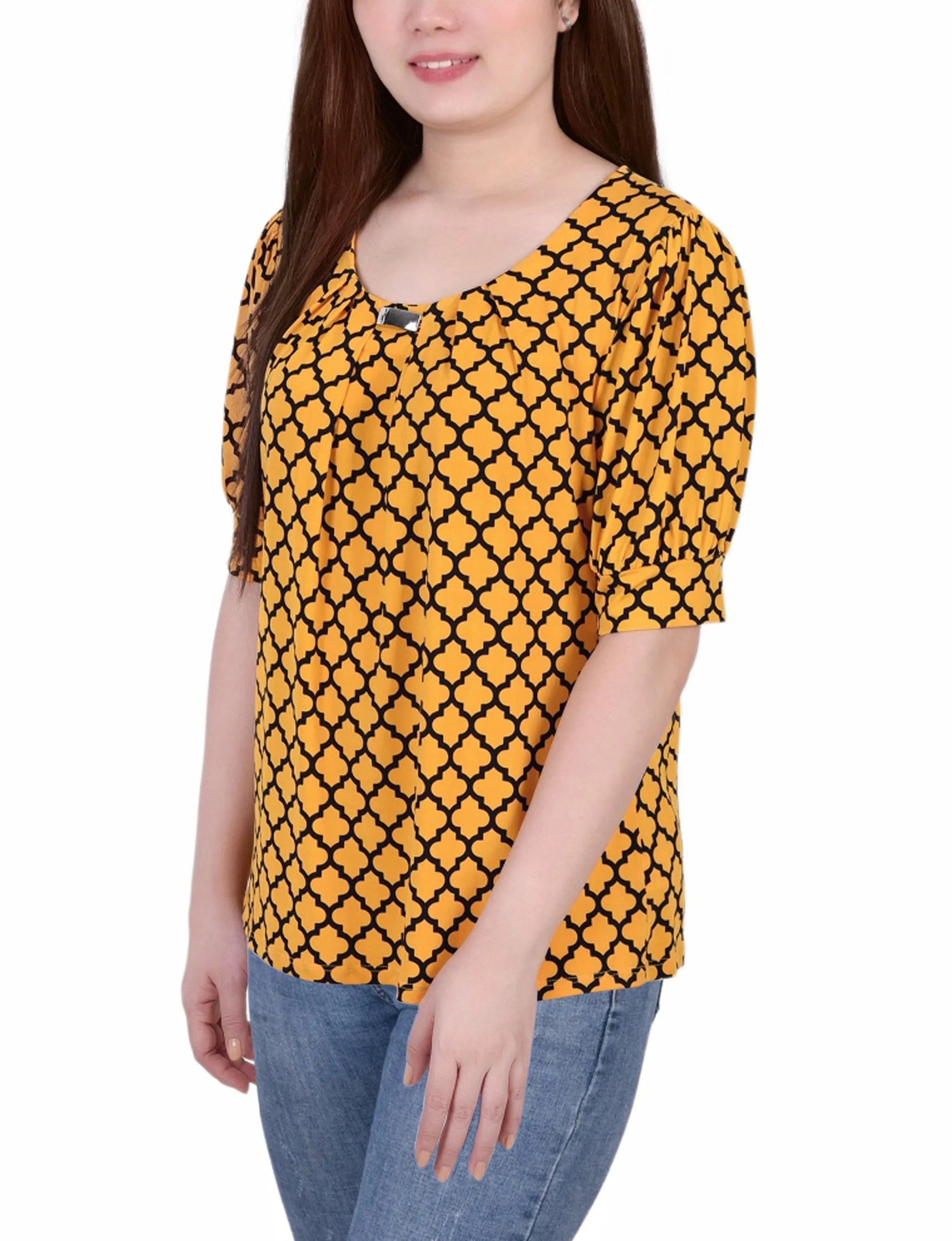 Short Sleeve Balloon Sleeve Top