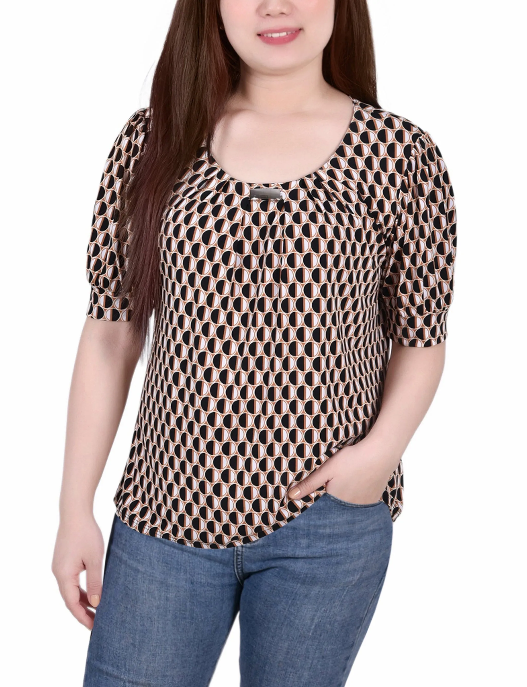 Short Sleeve Balloon Sleeve Top