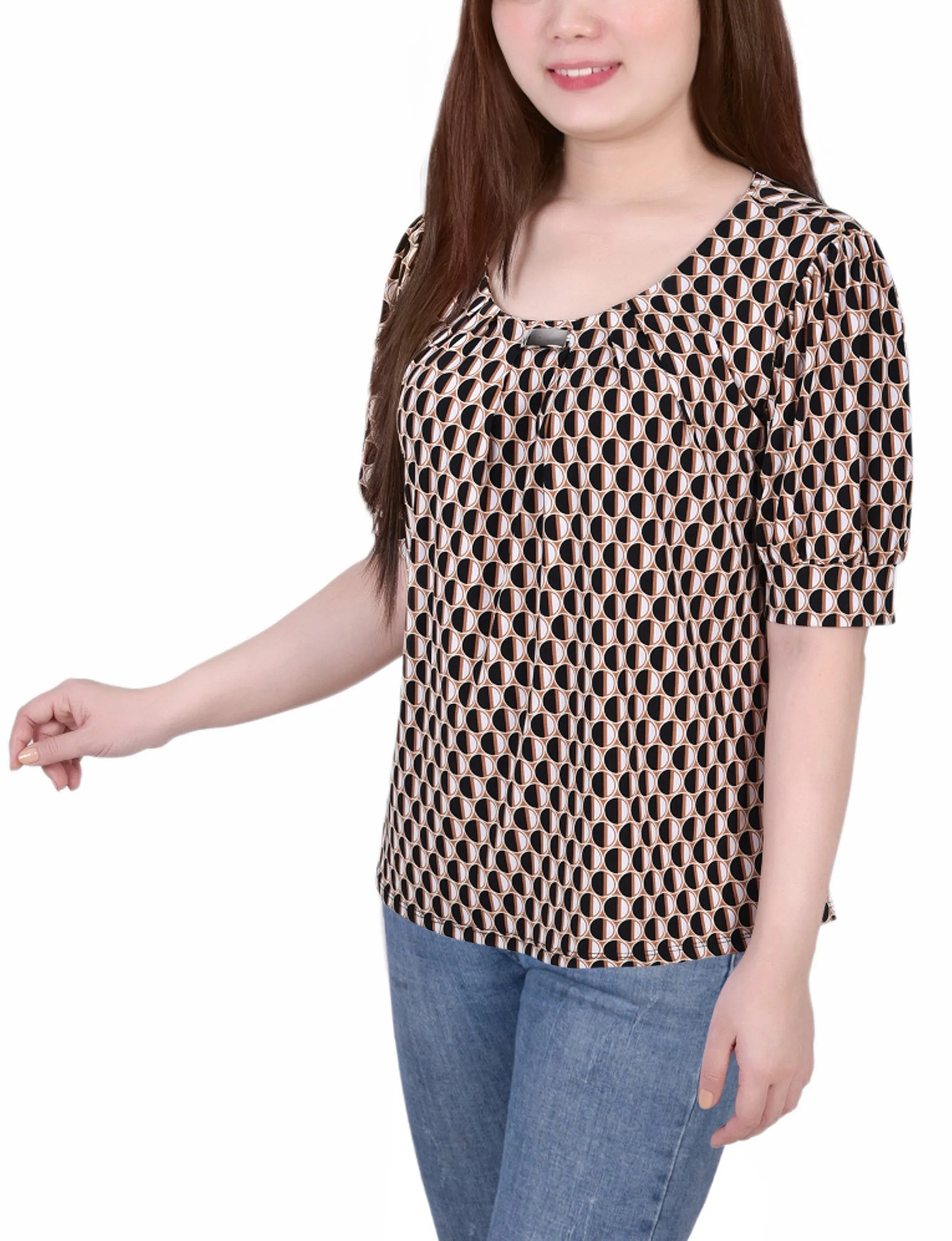 Short Sleeve Balloon Sleeve Top