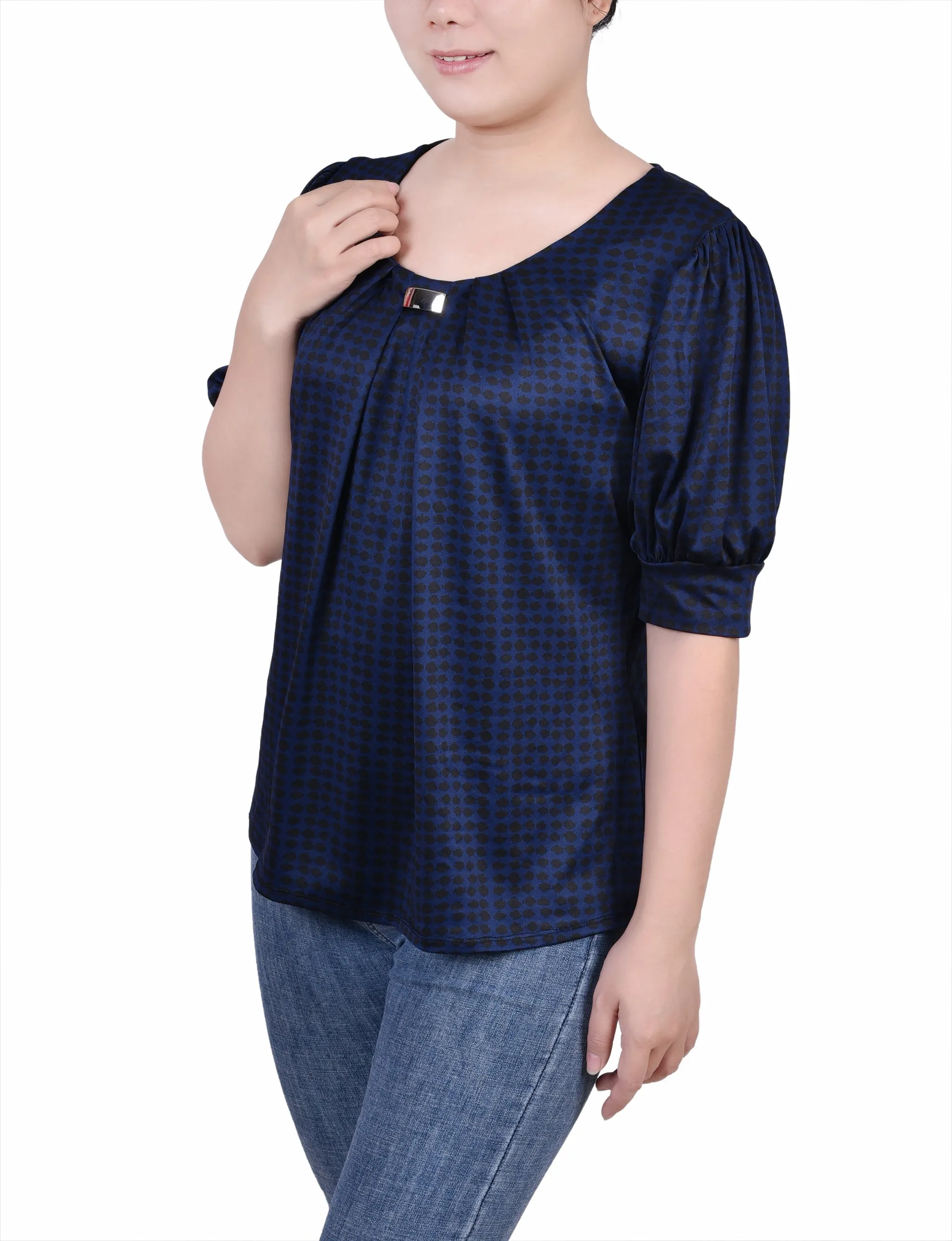 Short Sleeve Balloon Sleeve Top