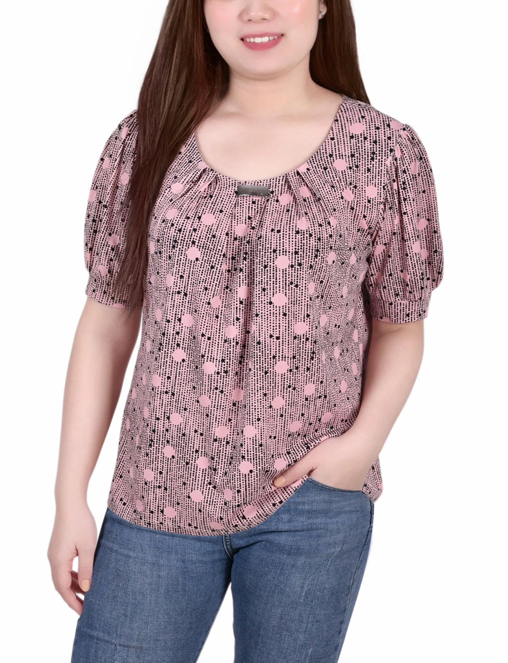 Short Sleeve Balloon Sleeve Top