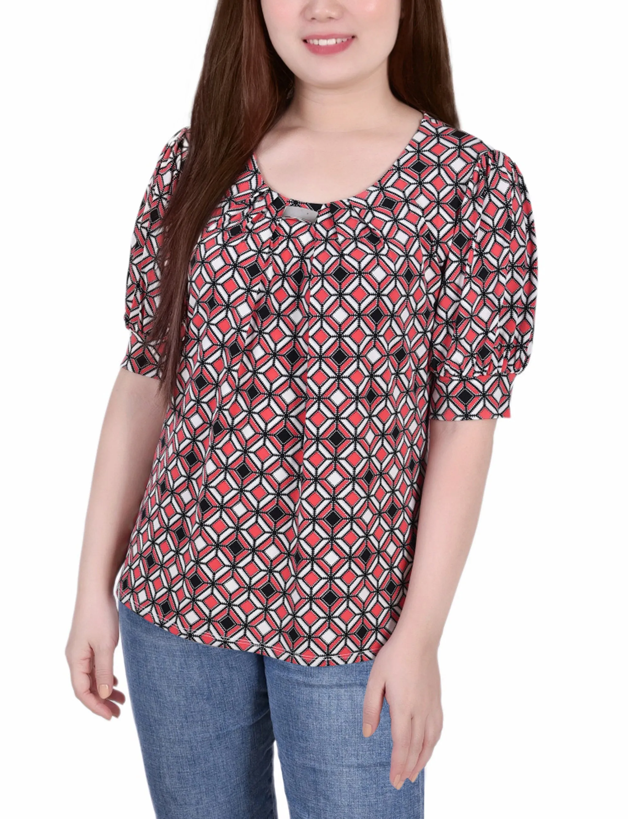 Short Sleeve Balloon Sleeve Top