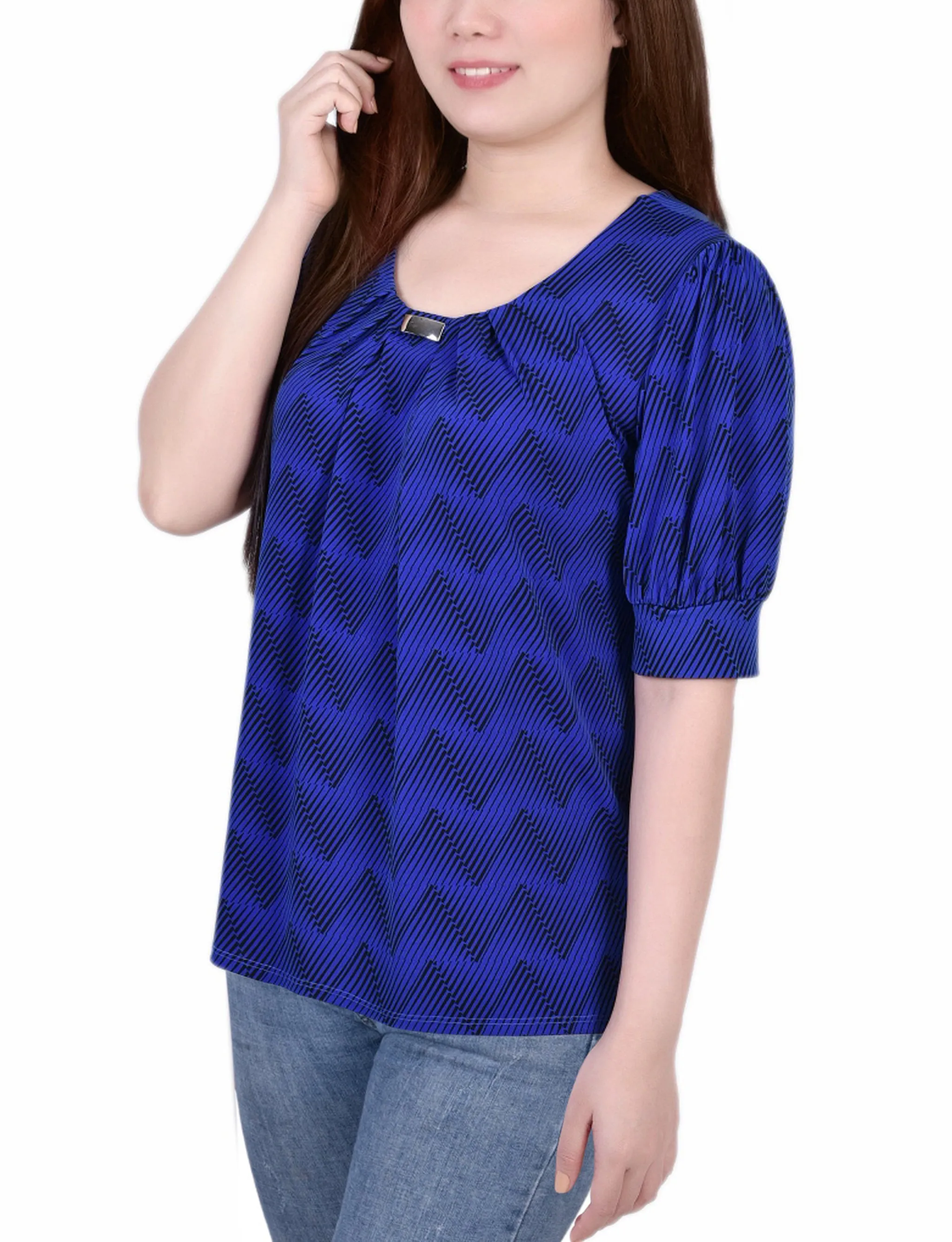 Short Sleeve Balloon Sleeve Top