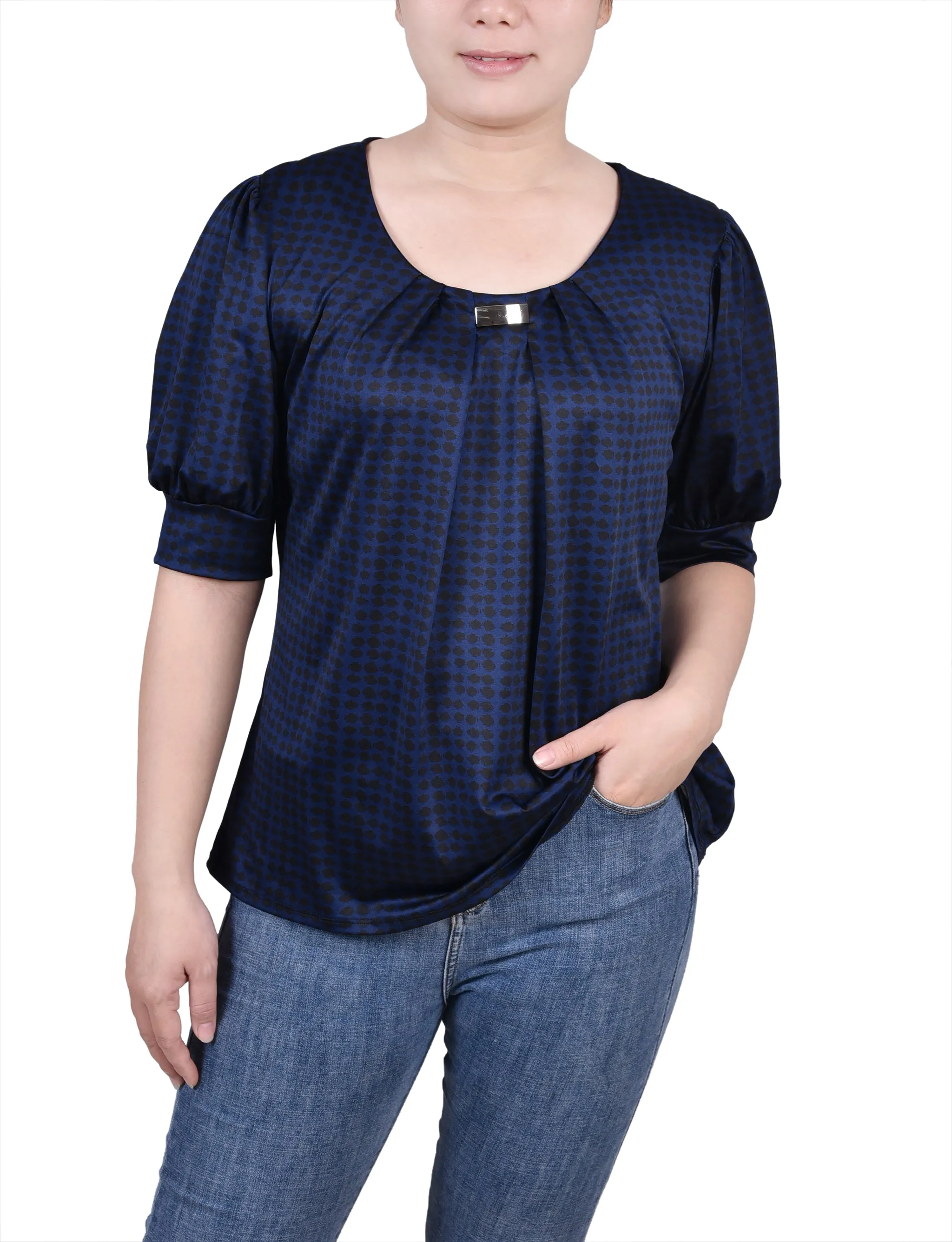 Short Sleeve Balloon Sleeve Top