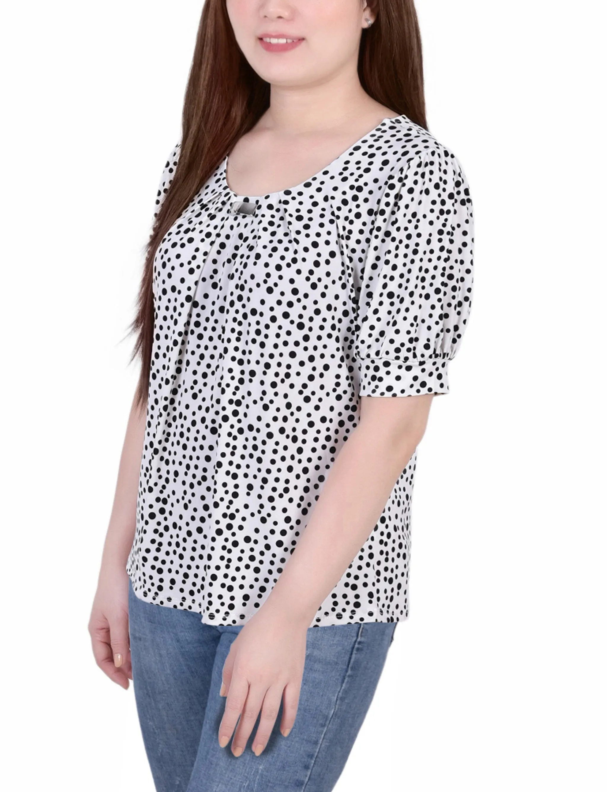 Short Sleeve Balloon Sleeve Top