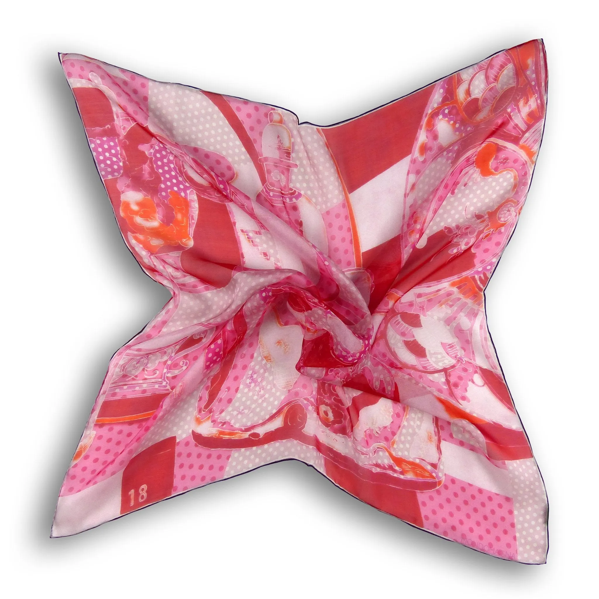 Silk Chiffon Scarf (65cm) - Porcelain Red/Pink