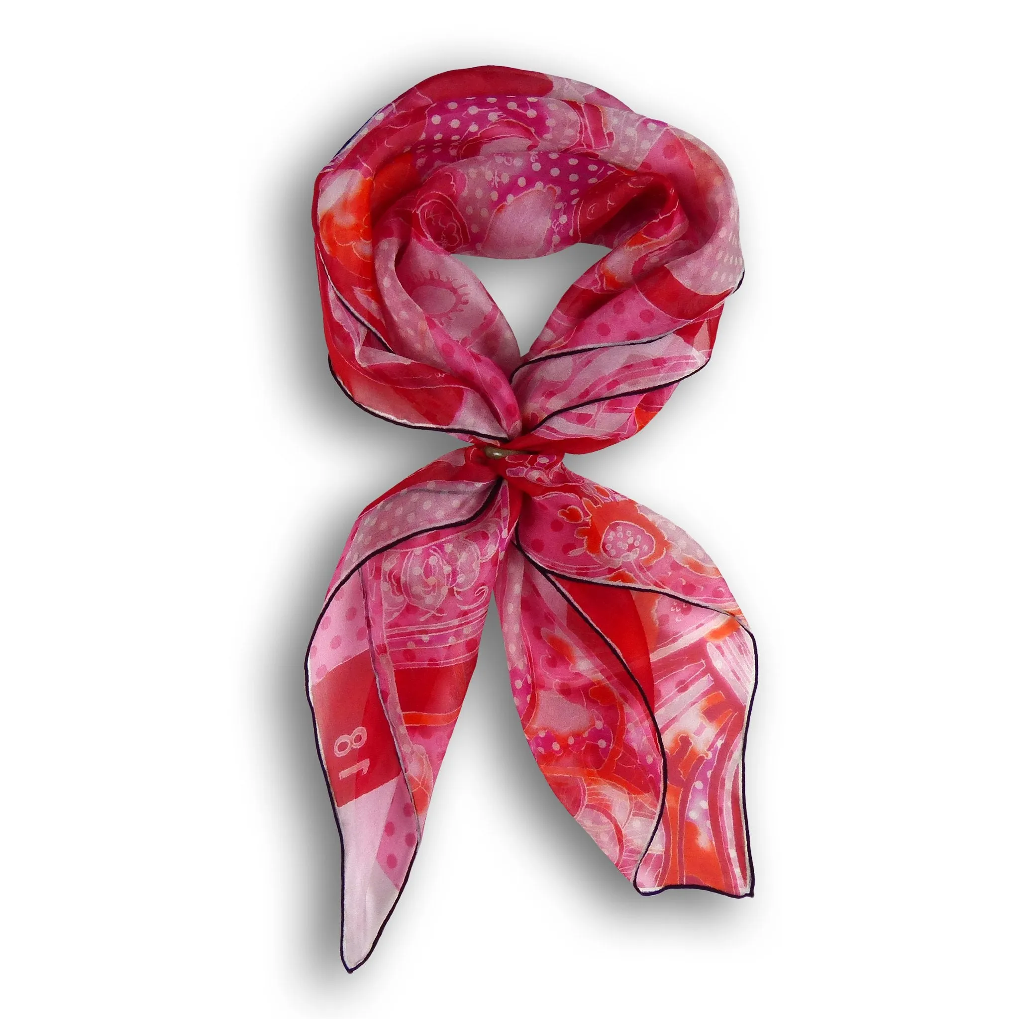 Silk Chiffon Scarf (65cm) - Porcelain Red/Pink