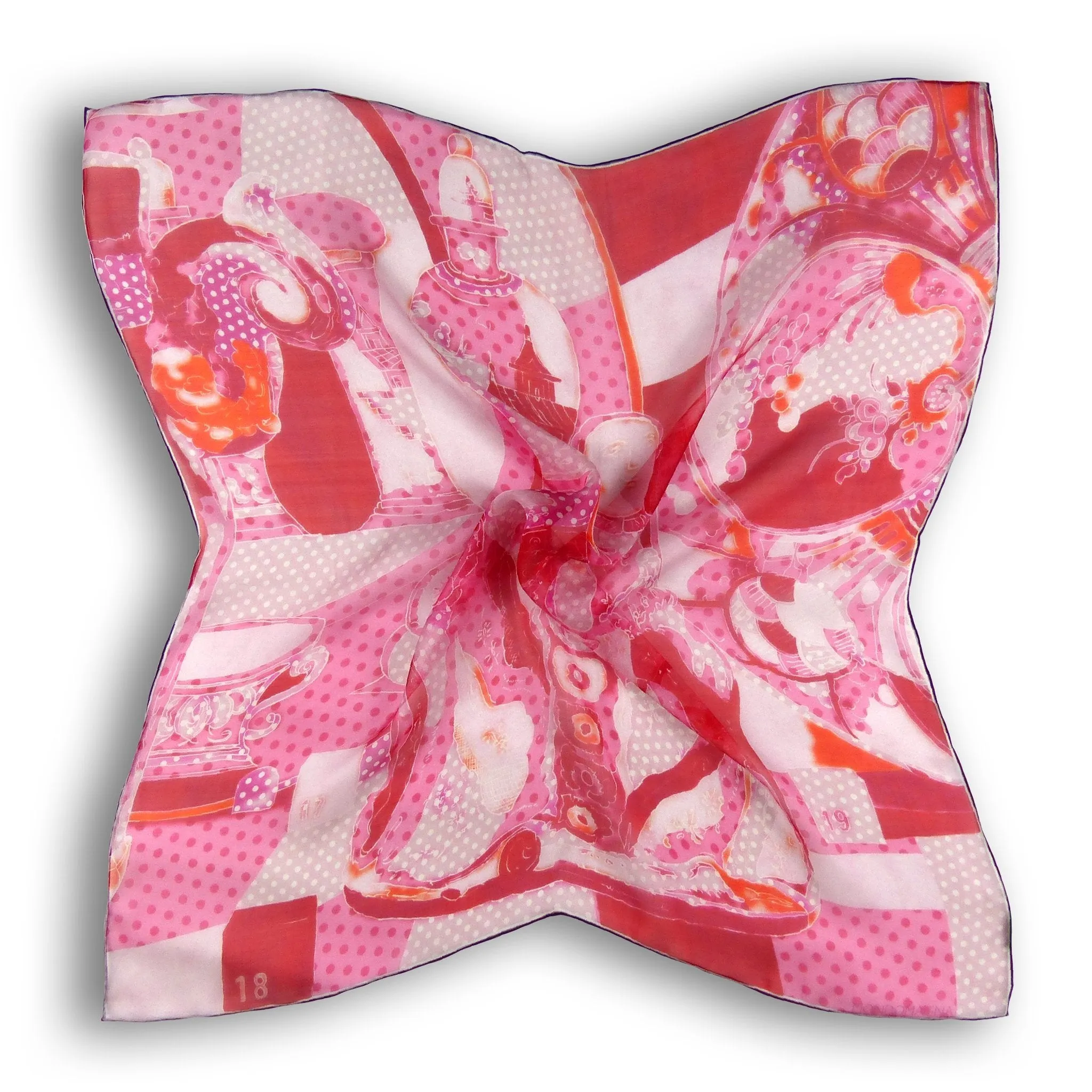 Silk Chiffon Scarf (65cm) - Porcelain Red/Pink